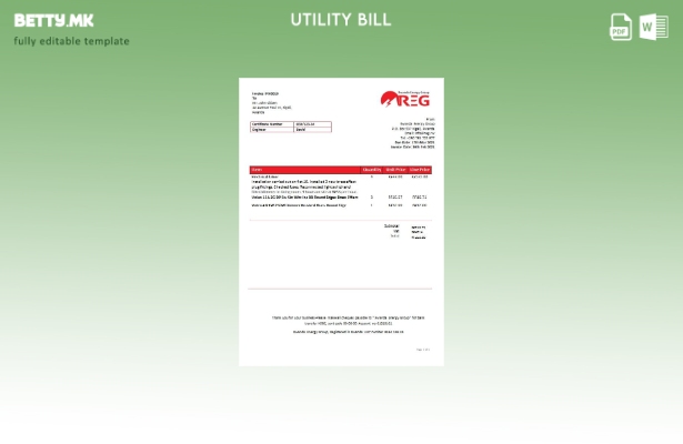 Модерен стил шаблон за сметки за електрична енергија на Руанда енерџи груп